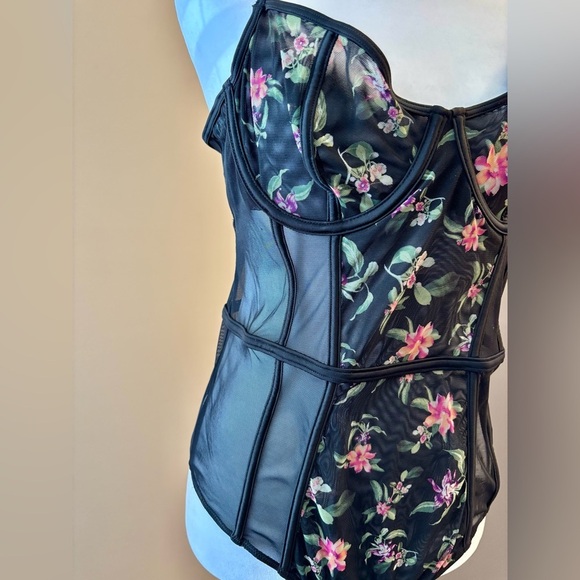 I.n.c. International Concepts Women's Tropical Flowers Mesh Thong Bodysuit - Picture 3 of 10